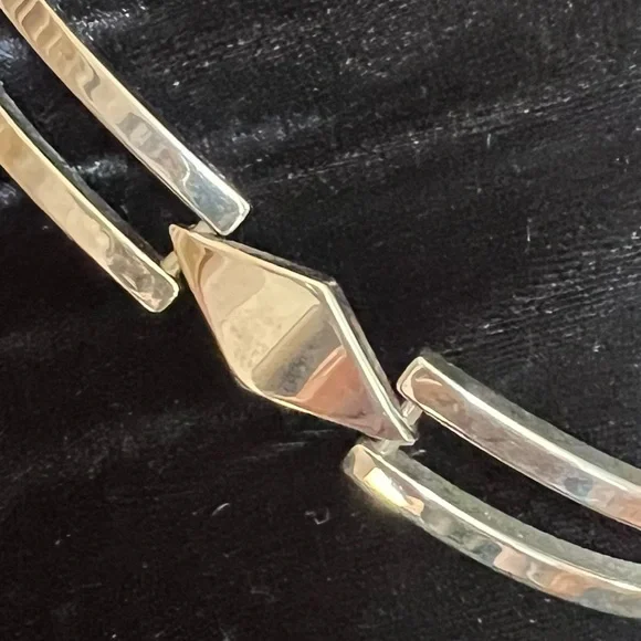 Silver Stainless Steel Minimalist MCM Necklace & Bracelet Set Vintage Jewelry - Picture 2 of 11